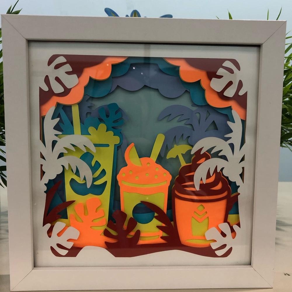 Summer cocktails - Framed 3D layered paper craft.